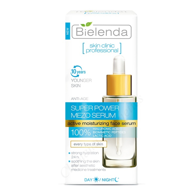 Clamanti Salon Supplies - Bielenda Skin Clinic Professional Super Power Mezo Serum Actively Hydrating Anti-Age Day Night Serum 30ml
