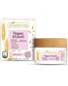Clamanti Salon Supplies - Bielenda Vegan Muesli Matting Face Cream Oat, Wheat, Rice Milk for Combination Oily Skin Day/Night 50ml