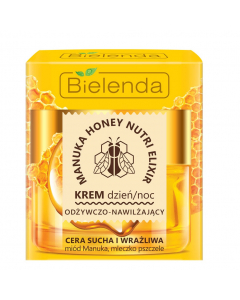 Clamanti Salon Supplies - Bielenda Manuka Honey Nutri Elixir Nourishing and Moisturising Face Cream Day/Night for Dry and Sensitive Skin 50ml 