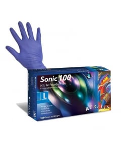 Clamanti Salon Supplies - Aurelia Sonic 100 Nitrile Powder & Latex Free Examination Gloves Size L 100pcs 