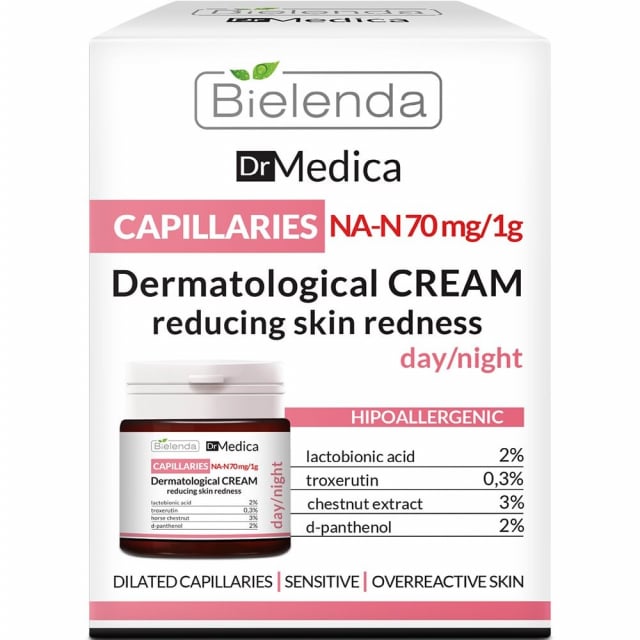 Clamanti Salon Supplies - Bielenda Dr Medica Capillaries Dermatological Face Cream Reducing Skin Redness Day Night 50ml 