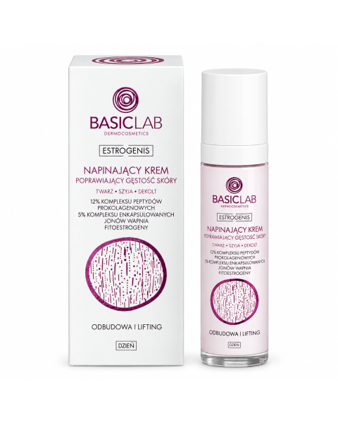 BasicLab Dermocosmetics Estrogenis Firming & Lifting Day Cream for Face, Neck and Decollete 12% Procollagen, Peptide Complex, 5% encapsulated Ion Complex, Phytoestrogens 50ml