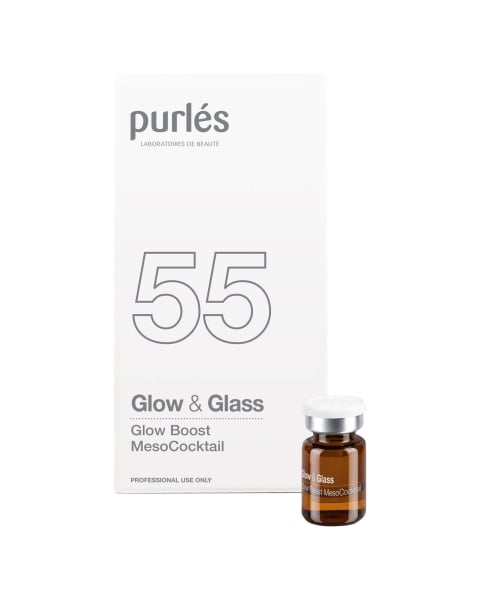 Purlés 55 Glow & Glass Glow Boost MesoCocktail Brightening Professional Facial Treatment 5 x 3ml