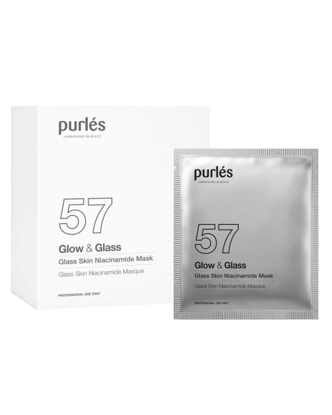 Purlés 57 Glow & Glass Skin Niacinamide Professional Hydrating Sheet Mask Set 5+1 Pieces