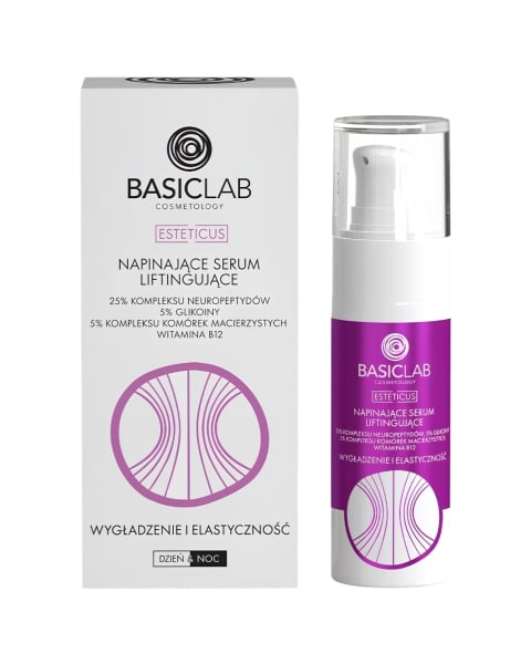 BasicLab Cosmetology Esteticus Firming and Lifting Serum 25% Neuropeptide Complex, 5% Glycoin, 5% Stem Cells Complex, Vitamin B12, Smoothing and Plumping 30 ml
