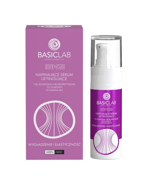 BasicLab Dermocosmetics Esteticus Firming and Lifting Serum 15% Neuropeptide Complex, 3% Glycoin, Vitamin B12, Smoothing and Plumping 30 ml