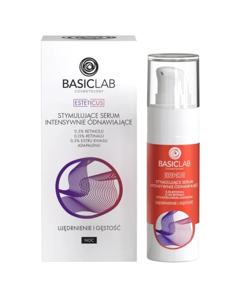 BsicLab Cosmetology Esteticus Intensive Renewal Stimulating Serum – 0.3% Retinol, 0.15% Retinal, 0.5% Adapalene Acid Ester – Firming & Improved Skin Density 30ml